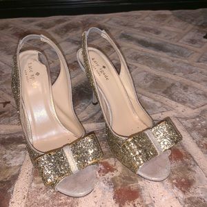 Kate spade gold glitter heels